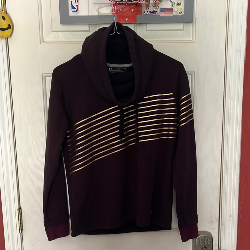 Under Armour Burgundy and Gold Striped Hoodie